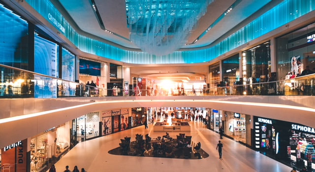Shopping mall at night