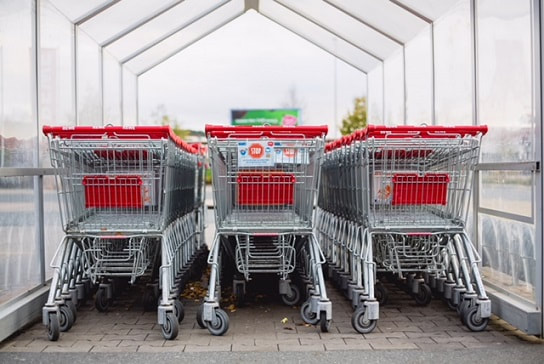 Shopping trolleys. SA retailers struggling