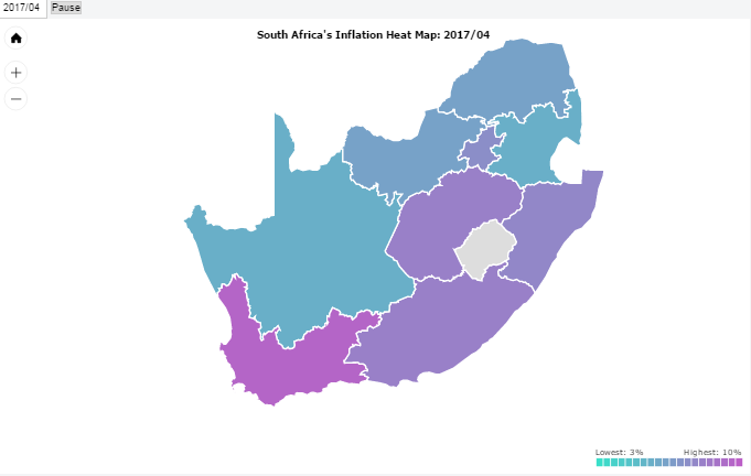 South Africa's provincial inflation on a map